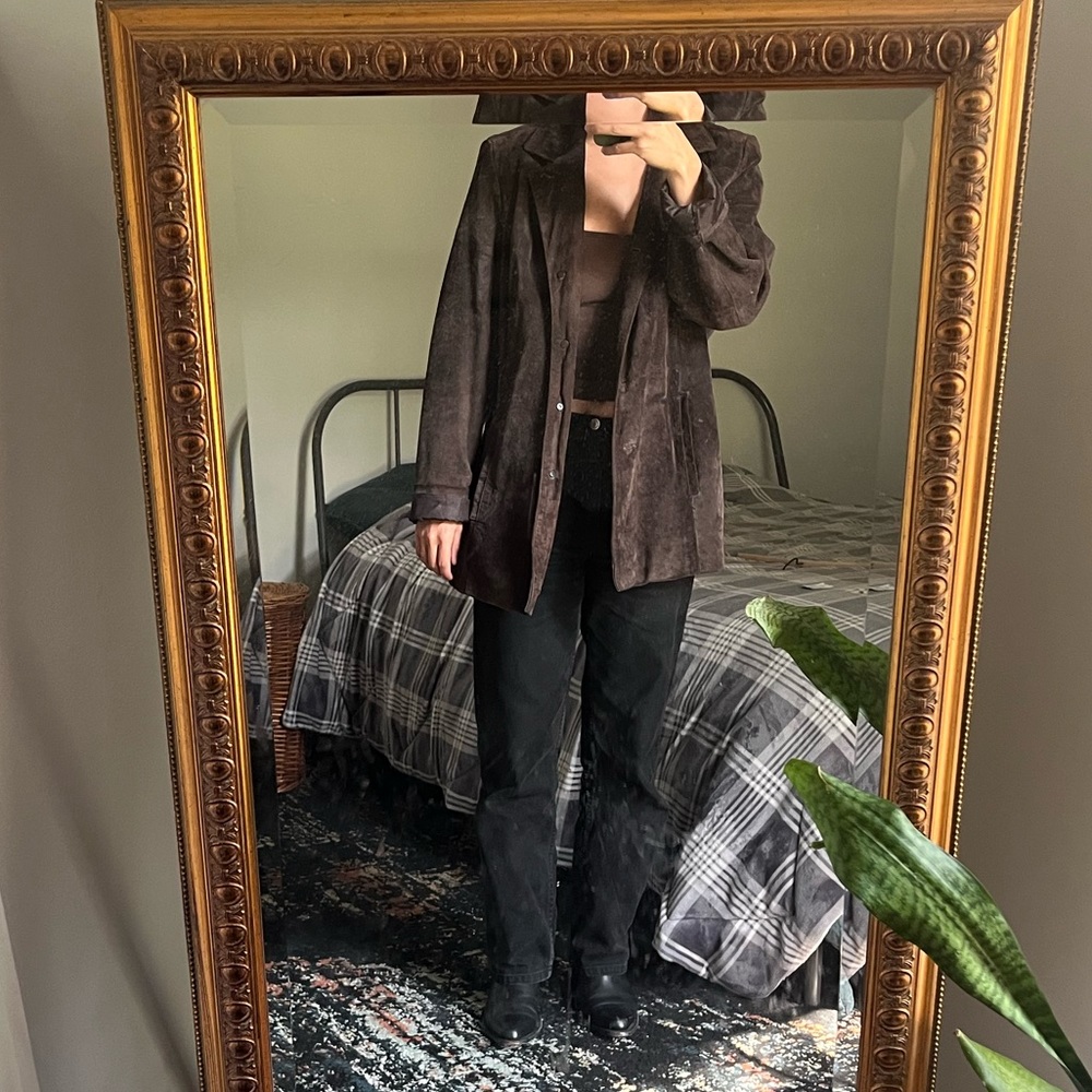 Vintage Dark Brown Leather Blazer